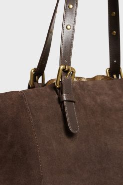 Gerard Darel Cabas En Cuir Velours Interieur Metallise - Simple Bag | Paniers & Cabas