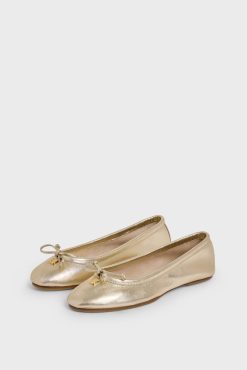 Gerard Darel Ballerines En Cuir Dore Or - Mia | Chaussures