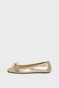 Gerard Darel Ballerines En Cuir Dore Or - Mia | Chaussures