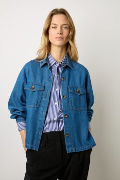 Gerard Darel Surchemise En Denim Jeans - Armeille | Chemises & Blouses