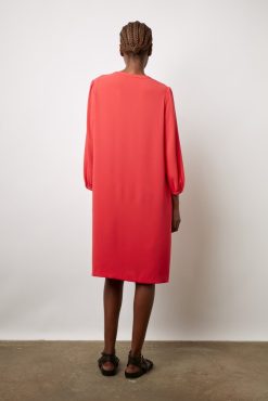 Gerard Darel Robe Courte Fluide A Lacet Corail - Edika | Robes