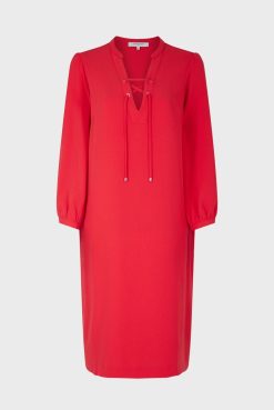 Gerard Darel Robe Courte Fluide A Lacet Corail - Edika | Robes