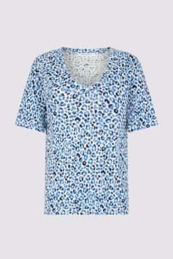 Gerard Darel Tshirt V Imprime Leopard Indigo - Misha | Tops & Sweats