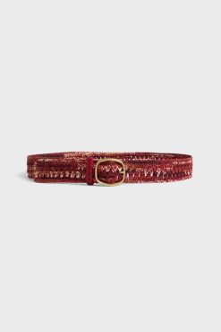 Gerard Darel Ceinture En Raphia Chine Bordeaux - Paloma | Ceintures