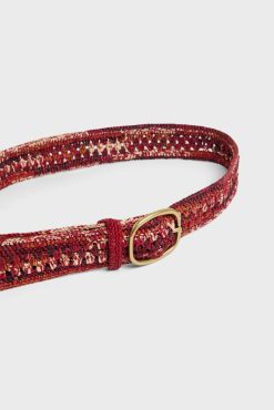 Gerard Darel Ceinture En Raphia Chine Bordeaux - Paloma | Ceintures