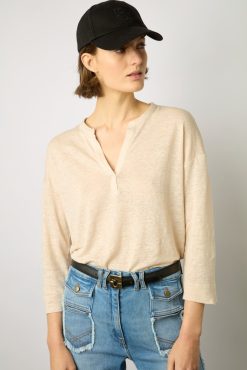 Gerard Darel Tshirt Col Tunisien Sable - Maddie | Tops & Sweats