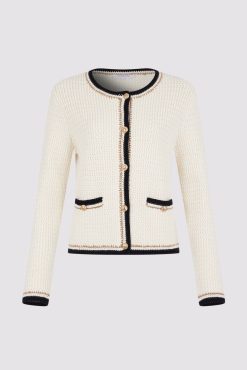 Gerard Darel Gilet En Crochet Effet Tweed Ecru - Loeve | Maille