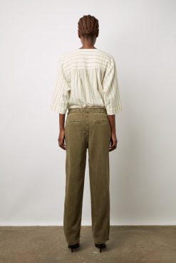 Gerard Darel Pantalon En Lin Melange Vert Kaki - Colombe | Pantalons & Jeans