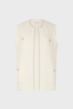 Gerard Darel Gilet Long Sans Manche Ecru - Lizzie | Maille