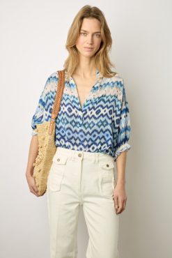 Gerard Darel Blouse Fluide Imprimee Indigo - Aniella | Chemises & Blouses