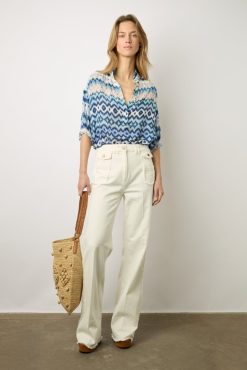 Gerard Darel Blouse Fluide Imprimee Indigo - Aniella | Chemises & Blouses