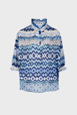 Gerard Darel Blouse Fluide Imprimee Indigo - Aniella | Chemises & Blouses