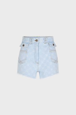 Gerard Darel Short Frange A Monogramme Bleu Ciel - Farel | Shorts & Bermudas