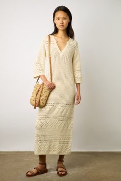 Gerard Darel Robe Longue En Crochet Ecru - Emanuela | Robes