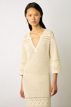 Gerard Darel Robe Longue En Crochet Ecru - Emanuela | Robes