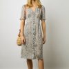 Gerard Darel Robe Cintree A Fleurs Lurex Ecru - Elichevy | Robes