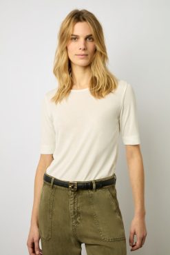 Gerard Darel Tshirt A Fines Cotes Blanc - Maggie | Tops & Sweats