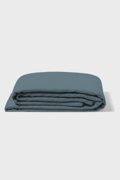 Gerard Darel Grand Drap Plat En Lin Lave - Bleu De Nuit | Draps Plats