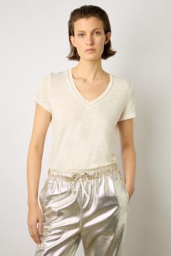 Gerard Darel Tshirt V En Lin Ecru - Mindy | Tops & Sweats