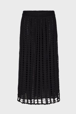 Gerard Darel Jupe Mi-Longue En Crochet Noir - Dania | Jupes