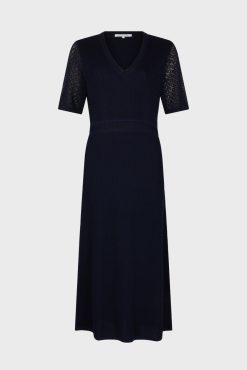 Gerard Darel Robe Midi En Maille Ajouree Marine - Emi | Robes