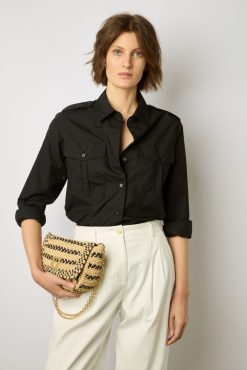 Gerard Darel Chemise Militaire En Coton Noir - Acacia | Chemises & Blouses