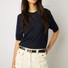 Gerard Darel Pull Manches Courtes En Laine Marine - Lysea | Maille