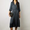 Gerard Darel Robe Midi En Satin A Volants Encre - Endy | Robes