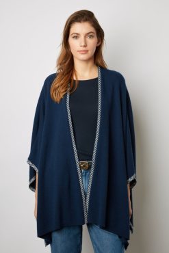 Gerard Darel Poncho Cachemire Chevrons Marine - Landa | Etoles & Foulards