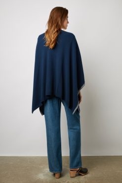 Gerard Darel Poncho Cachemire Chevrons Marine - Landa | Etoles & Foulards