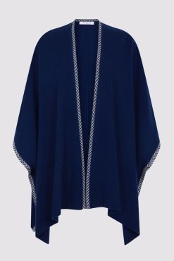 Gerard Darel Poncho Cachemire Chevrons Marine - Landa | Etoles & Foulards