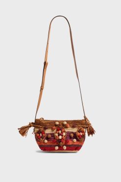 Gerard Darel Sac Travers En Raphia Rouge - Mini 24 | Raphia & Crochet