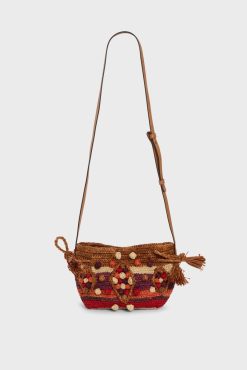 Gerard Darel Sac Travers En Raphia Rouge - Mini 24 | Raphia & Crochet