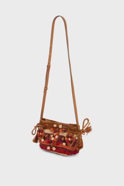 Gerard Darel Sac Travers En Raphia Rouge - Mini 24 | Raphia & Crochet