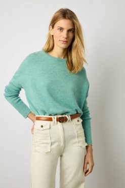 Gerard Darel Pull Cachemire Col Rond Vert D'Eau - Laurrea | Maille