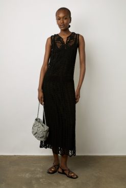 Gerard Darel Robe Midi En Crochet Noir - Edena | Robes