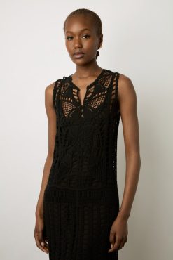 Gerard Darel Robe Midi En Crochet Noir - Edena | Robes