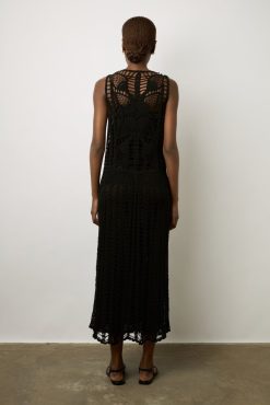 Gerard Darel Robe Midi En Crochet Noir - Edena | Robes