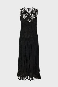 Gerard Darel Robe Midi En Crochet Noir - Edena | Robes