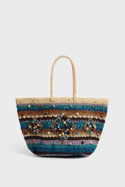 Gerard Darel Panier En Raphia Bleu - Anouk | Raphia & Crochet