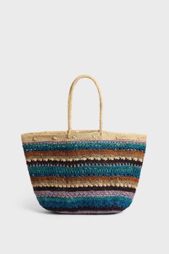 Gerard Darel Panier En Raphia Bleu - Anouk | Raphia & Crochet