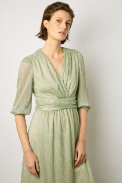 Gerard Darel Robe Longue En Lurex Vert D'Eau - Elline | Robes