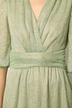 Gerard Darel Robe Longue En Lurex Vert D'Eau - Elline | Robes