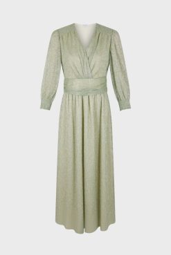 Gerard Darel Robe Longue En Lurex Vert D'Eau - Elline | Robes