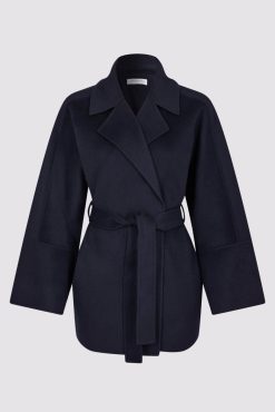 Gerard Darel Manteau Court En Laine Fine Marine - Noranne | Manteaux & Trenchs