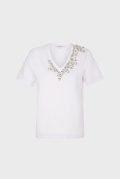 Gerard Darel Tshirt En Coton A Strass Ecru - Malie | Tops & Sweats