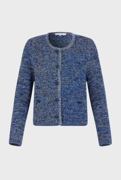 Gerard Darel Gilet En Coton Tweed Marine - Liliana | Maille