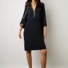 Gerard Darel Robe Mi-Longue Col Zippe Marine - Eliff | Robes