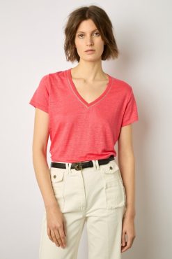 Gerard Darel Tshirt V En Lin Ecrevisse - Mindy | Tops & Sweats