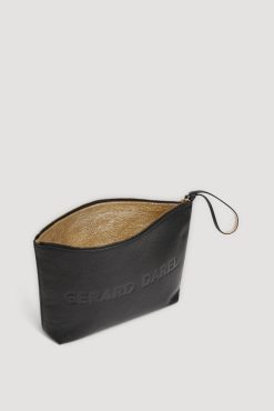 Gerard Darel Pochette En Cuir Graine Noir/Or - Pola | Petite Maroquinerie